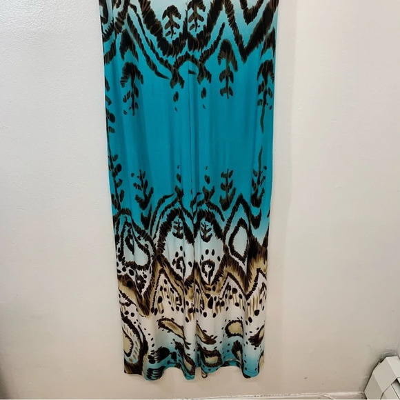 RM Richards Maxi Dress 16W  Stretch Knit Beaded Gathered Flowy Sleeveless Boho - Picture 6 of 10